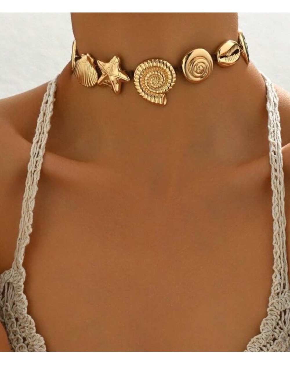Anthropologie Gold Seashell Choker